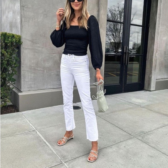 NWT J. Crew black squareneck smocked featherweight satin cropped top size S - Picture 1 of 7